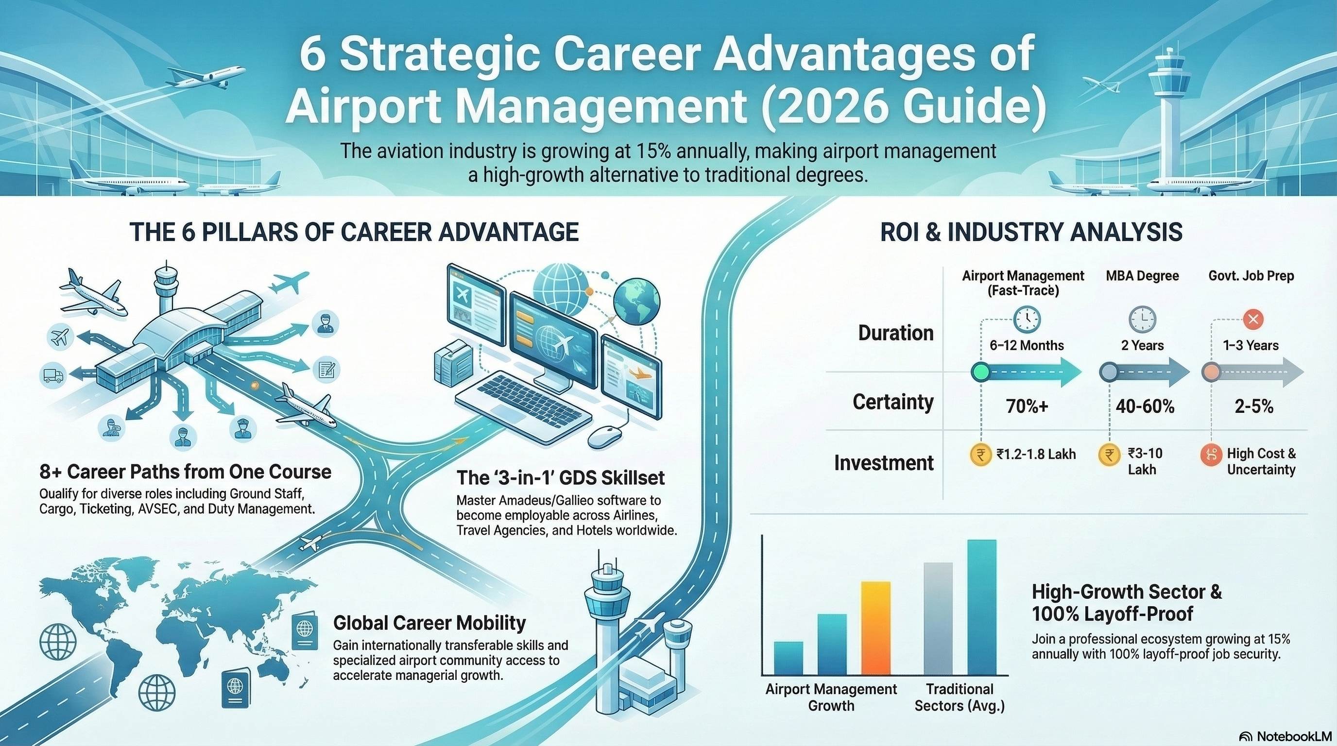 Airport Management Course Benefits 2026: 10 Career Advantages - Ground Staff career guide from Wings Institute Vadodara Gujarat
